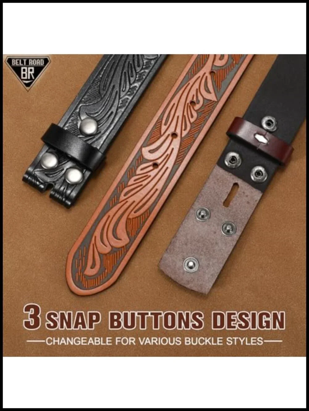 3 Pack Western Belts Without Buckle for Men Women Cowboy Leather
